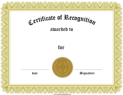 free printable certificates of recognition.